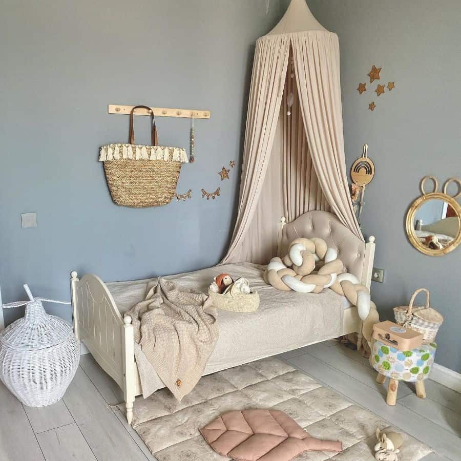 Kids room with wooden elements 