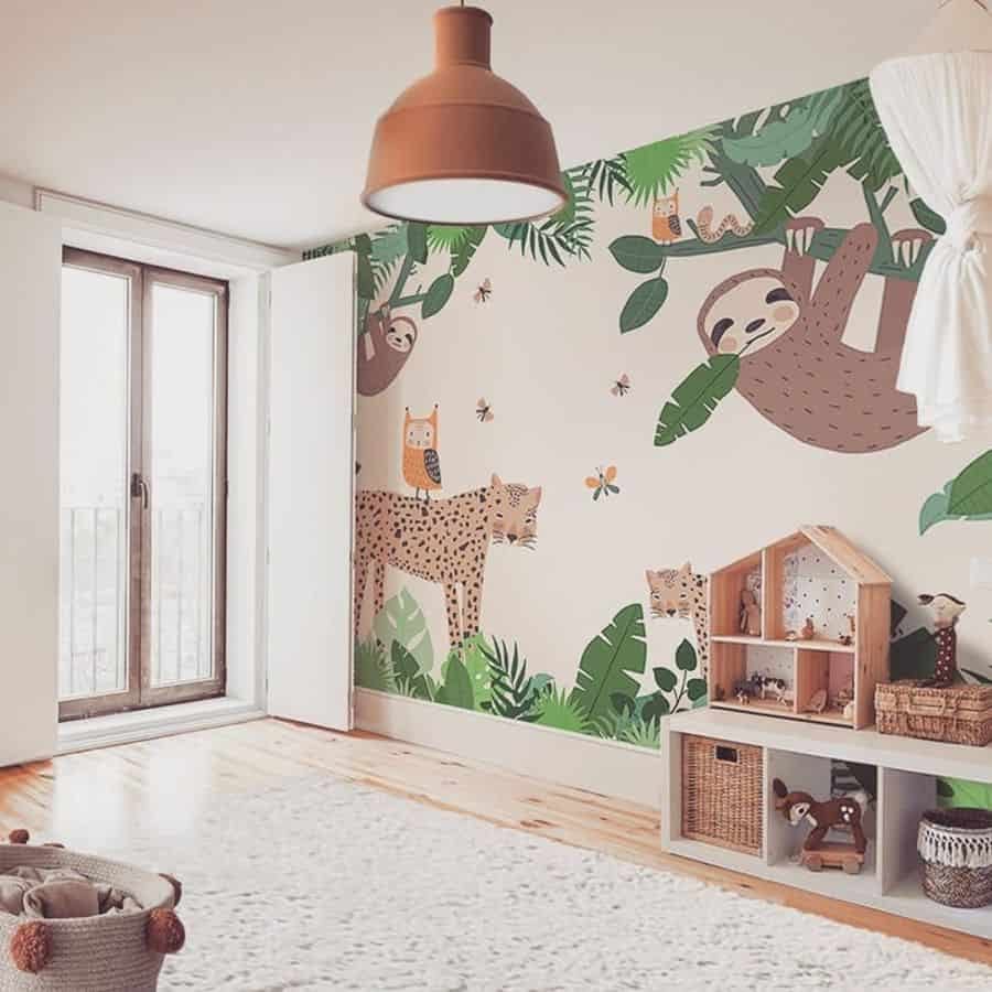 Kids room with wallpaper