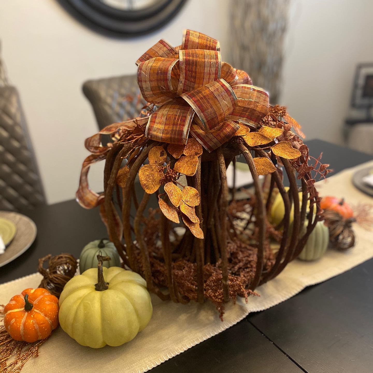 Twig centerpiece fall decor