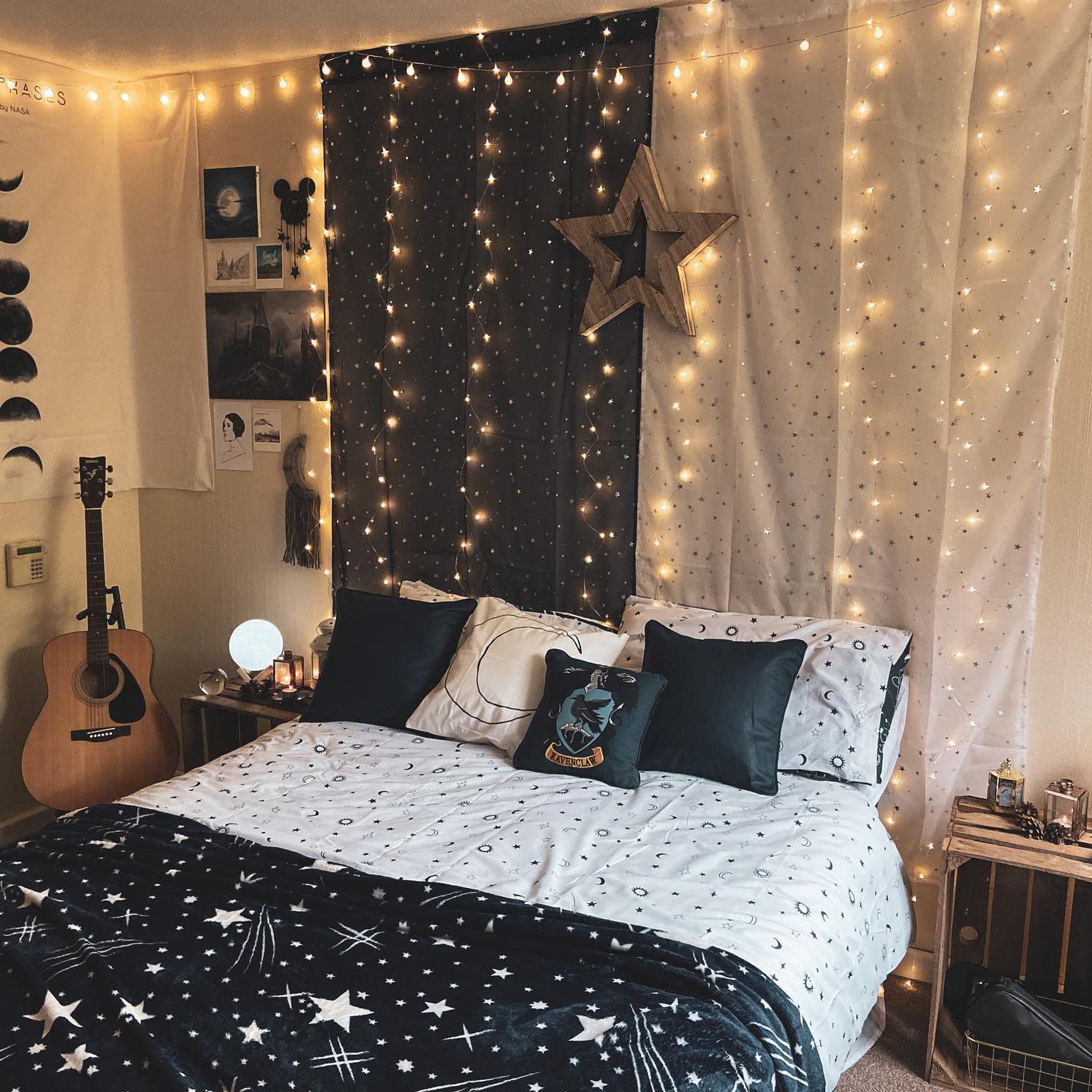 room with fairy lights 