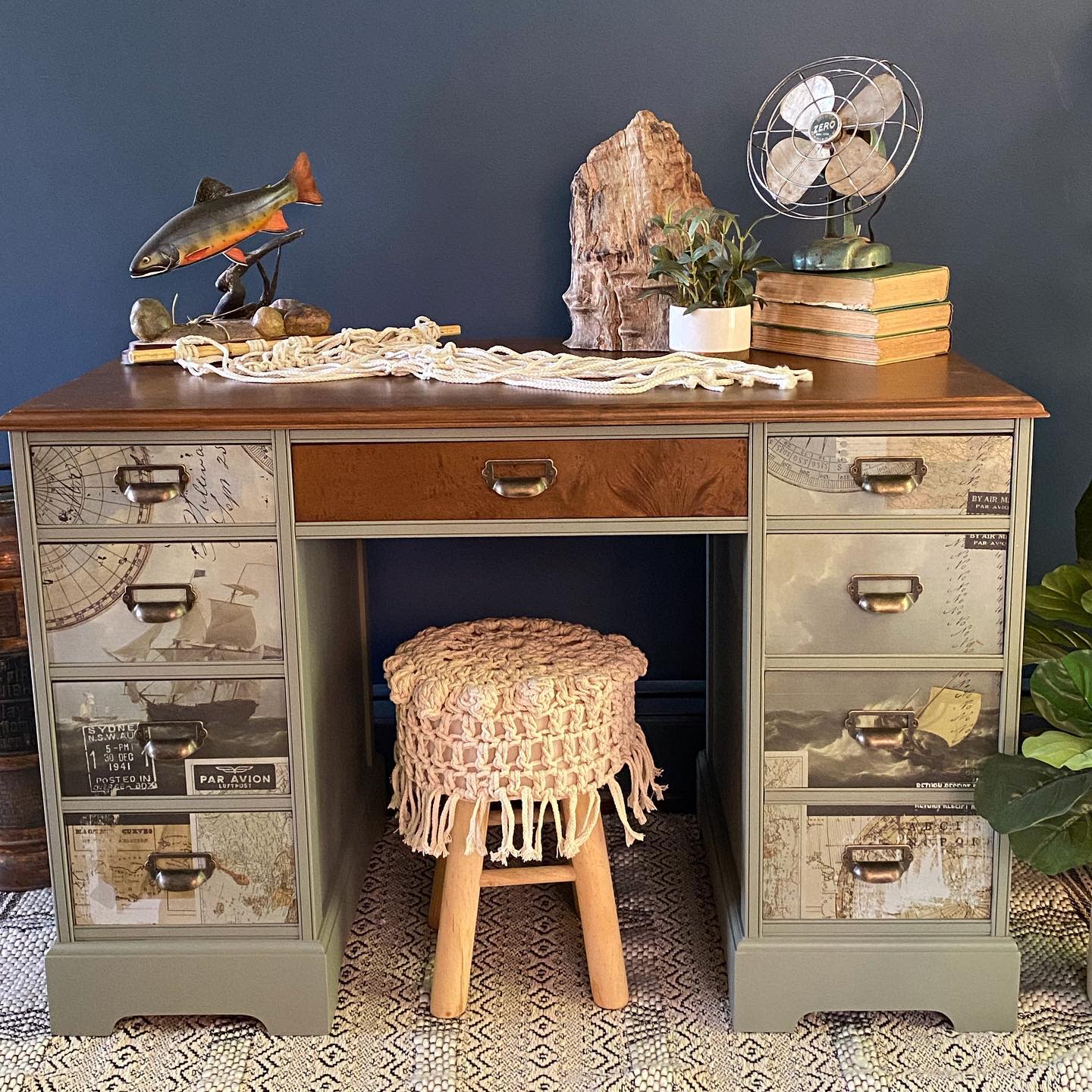 Work desk with cabinets