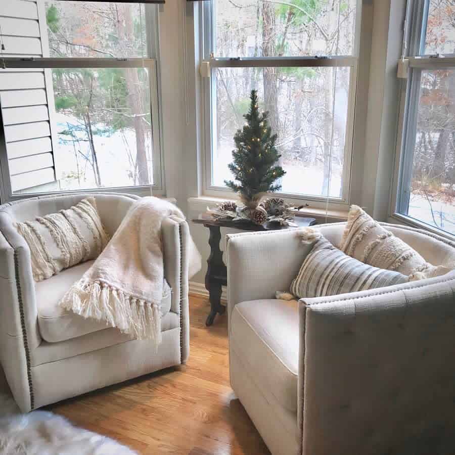 bay window with couches