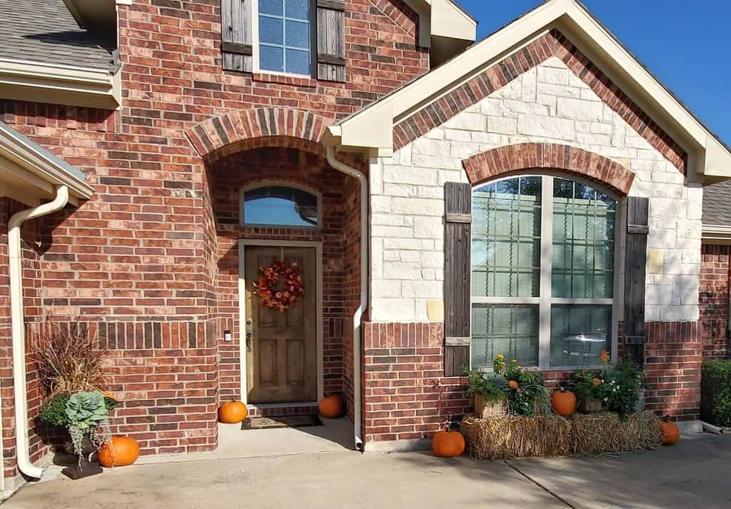 Front door with wall art