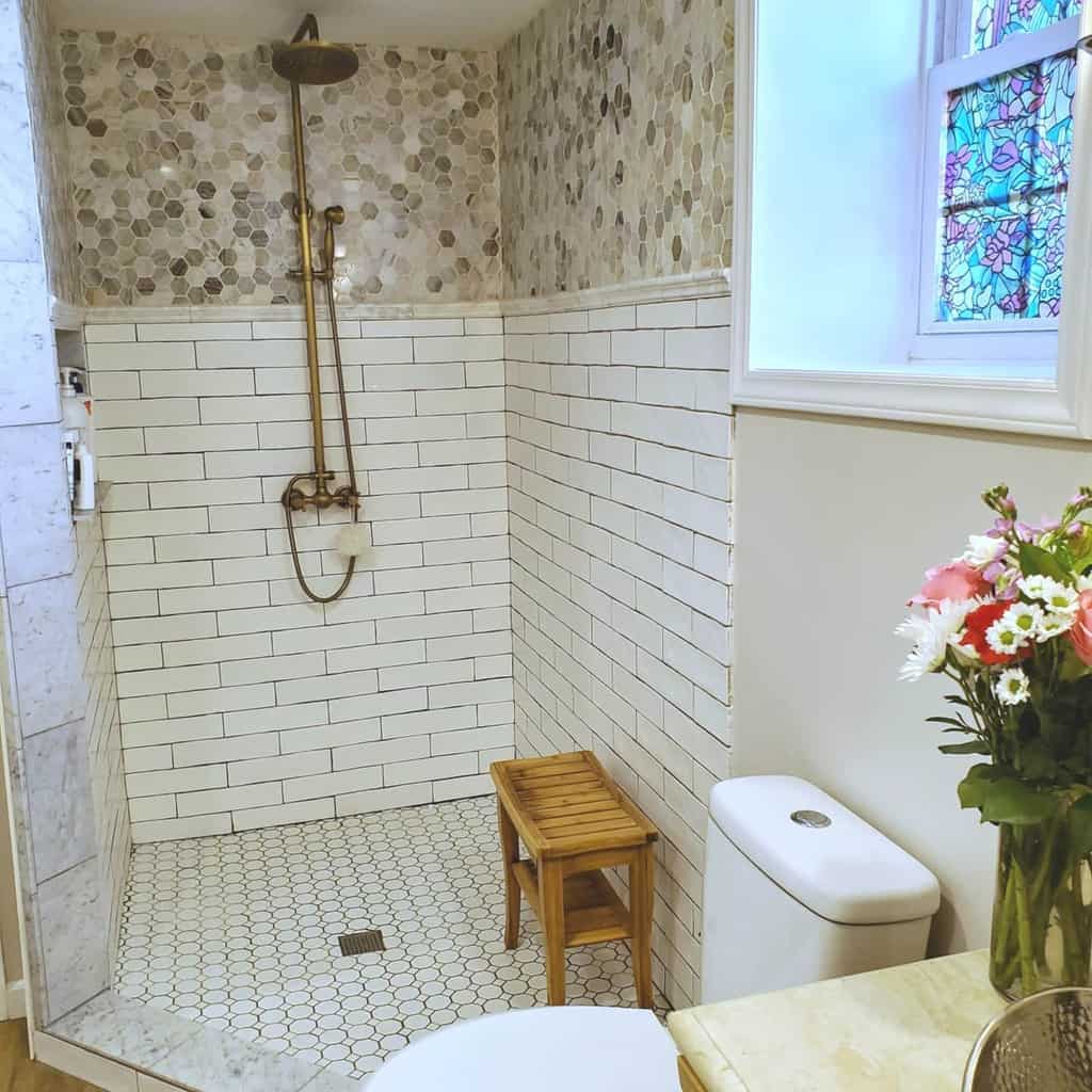 Corner doorless walk In shower ideas