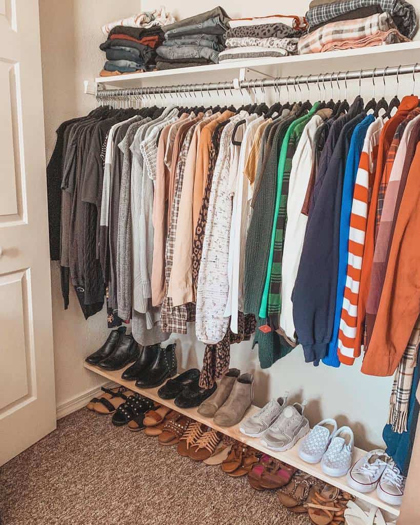 Tension rod closet organizer