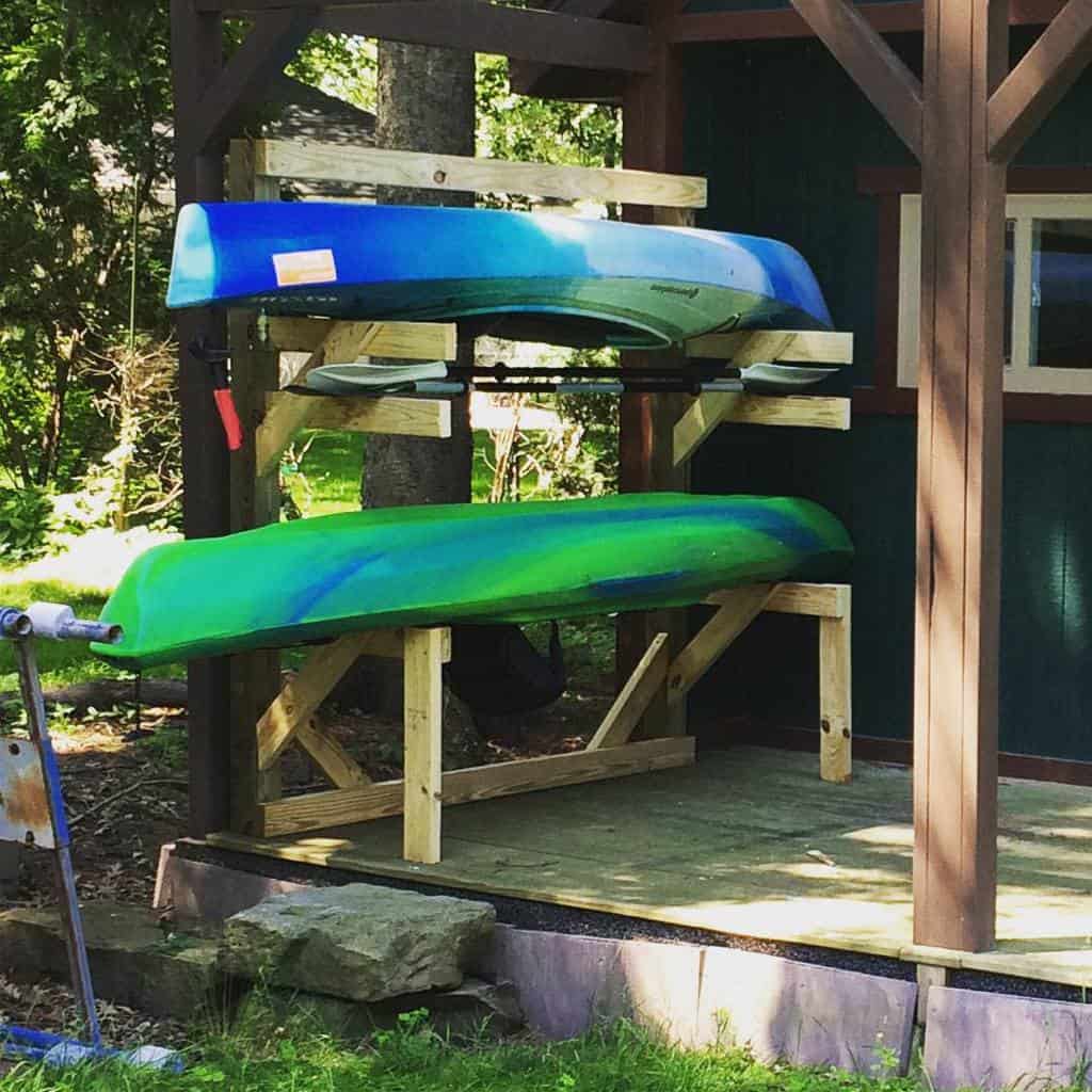 wood pallet kayak rack storage