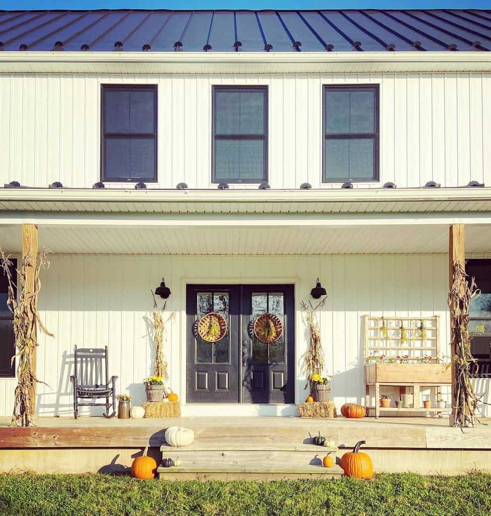 Front door with wall art