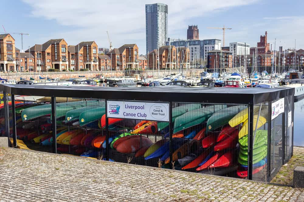 Urban kayak storage at marina