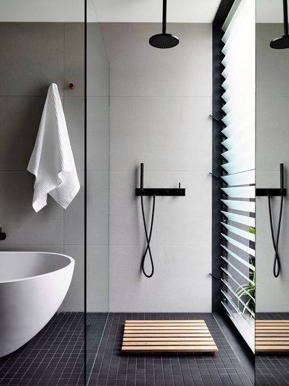 Modern doorless walk in shower ideas