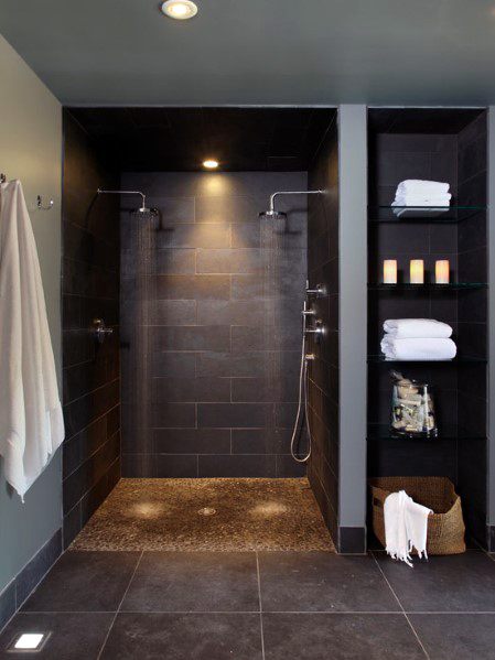 Modern doorless walk in shower ideas