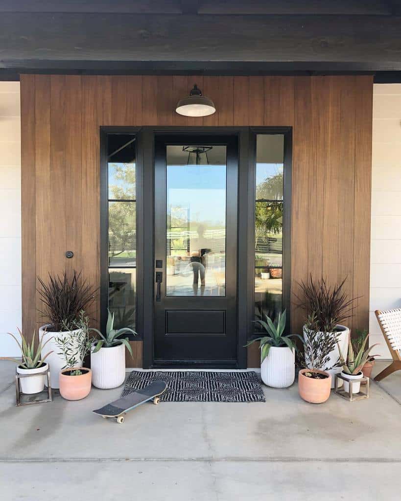 Front porch with potted plants 