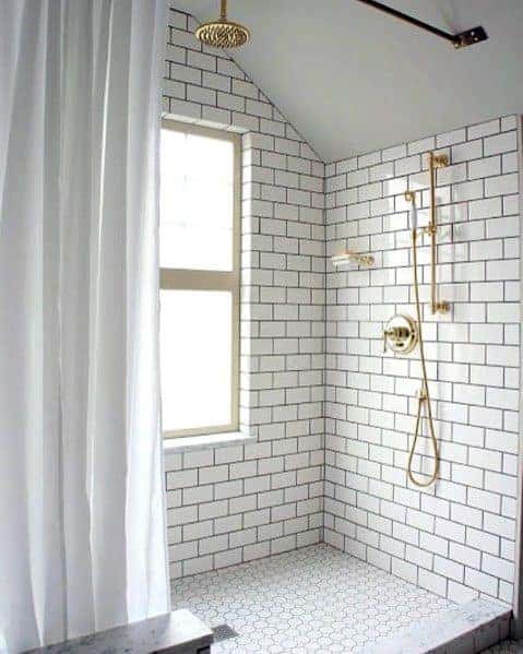 White doorless walk in shower ideas 