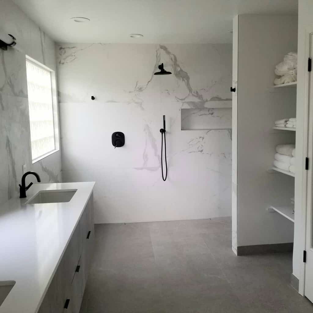 White doorless walk in shower ideas 