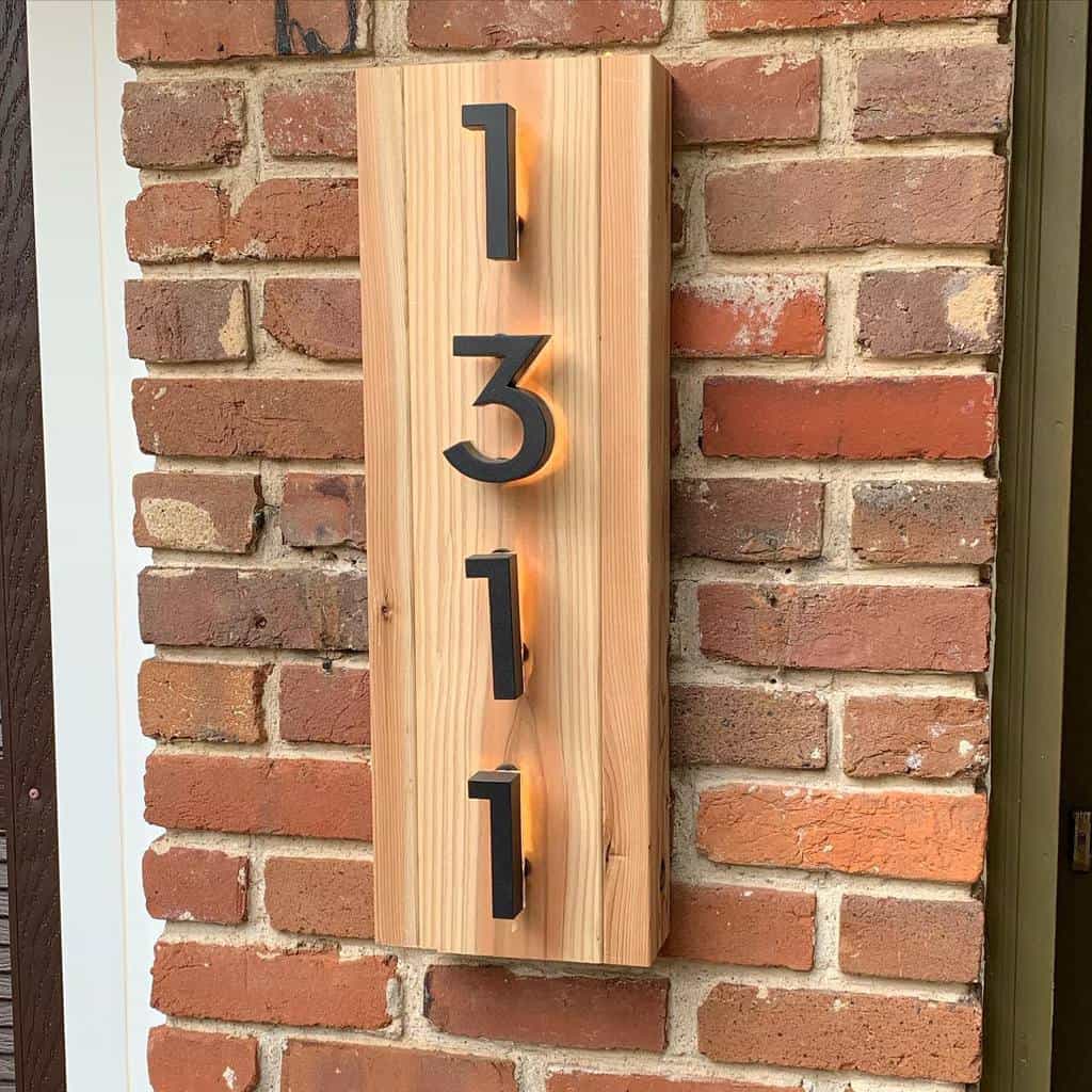 wood panel house number