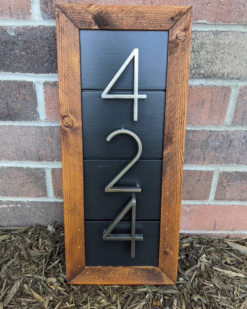 rustic wood house number