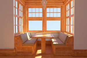 Wooden kitchen booth bench