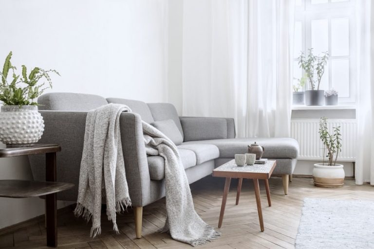 Gray sofa in living room