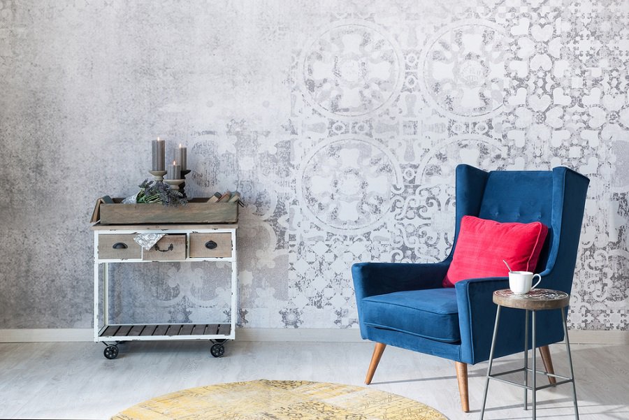 14 Cheap Ways To Cover Walls   Patterned Gray Wall In Home 