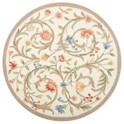 SAFAVIEH Chelsea Ivory Round Floral Border Solid Area Rug