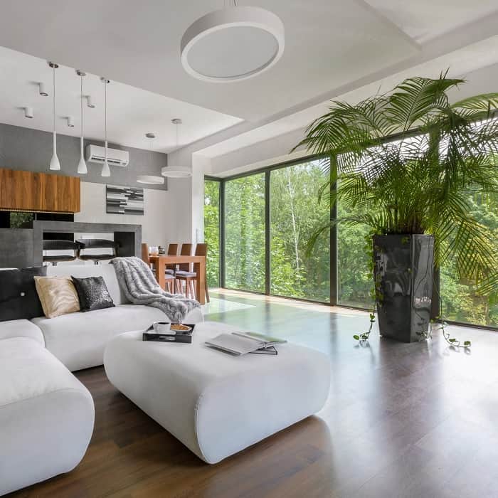 Ottoman table in modern apartment