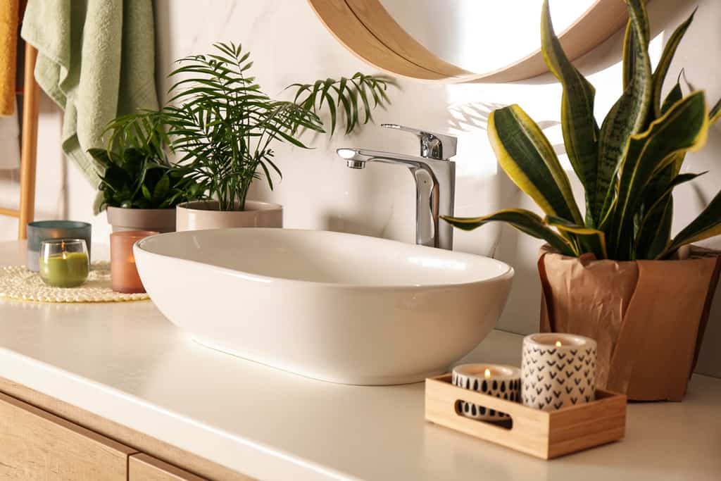 bathroom counter with sink and compartments