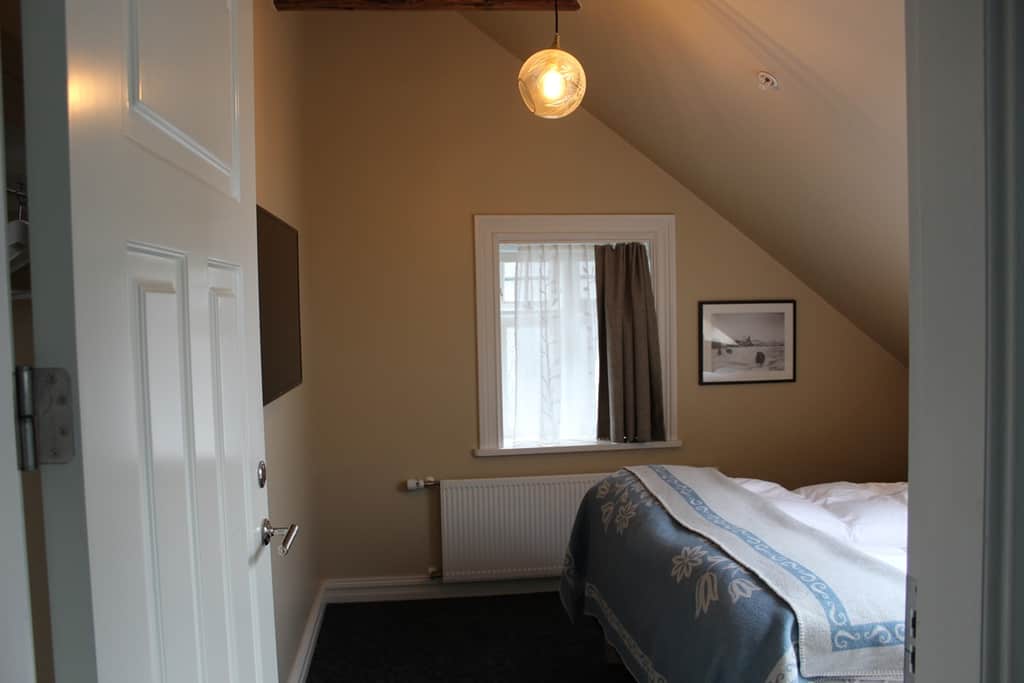 bedroom with slanted walls