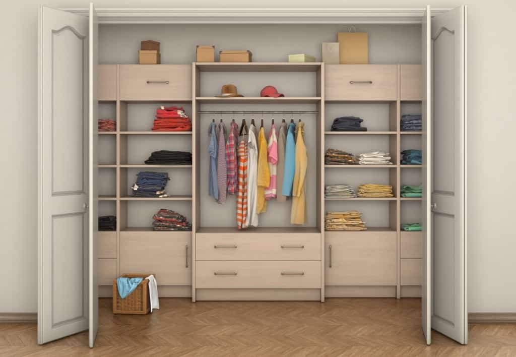 closet with folding screen