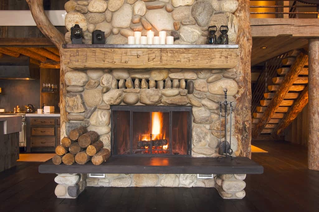 fireplace rustic style