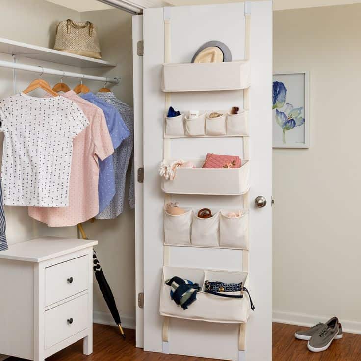 store clothes in a back of the door organizer