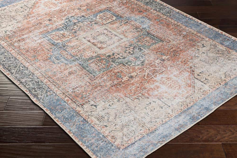 Allen Roth Lifestyle Performance Amelie Coral Medallion Oriental Area Rug