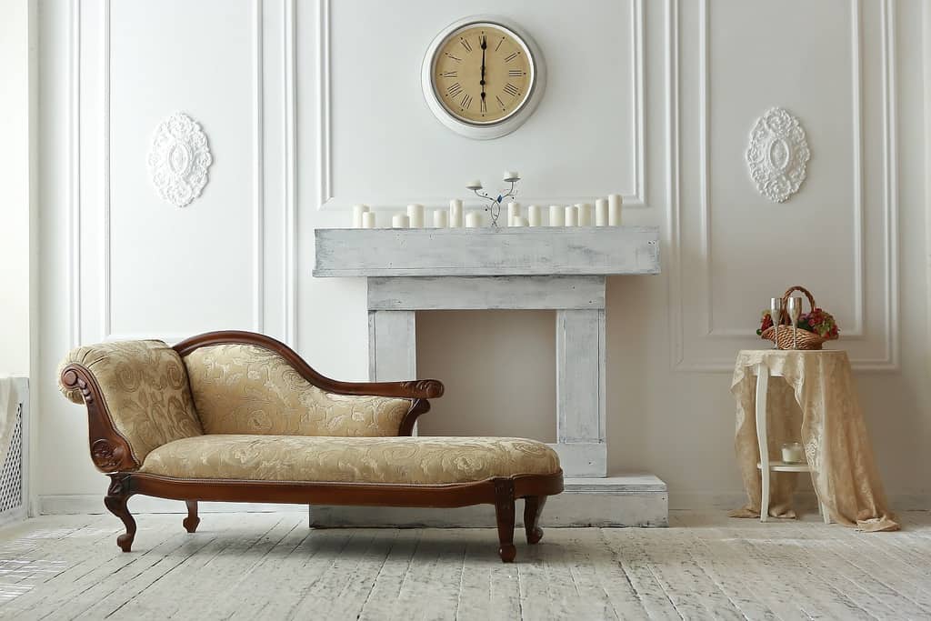 living room with antique daybed