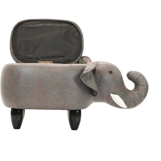 Gray Elephant Animal Shape Storage Ottoman