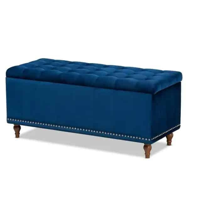 Kaylee Navy Blue Storage Ottoman Bench