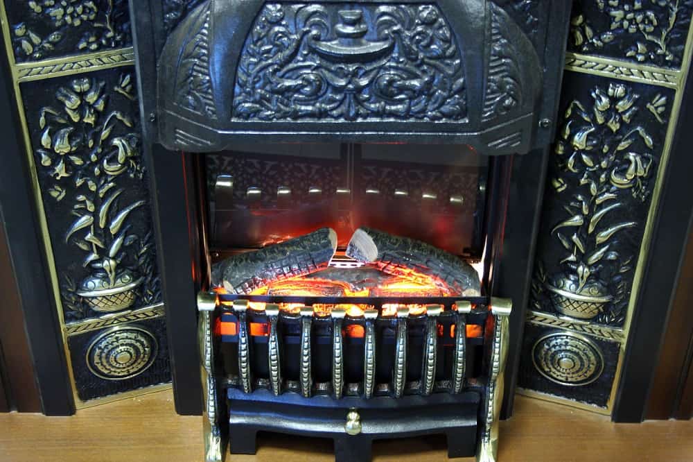 electric fireplace with adding surround decorative pieces