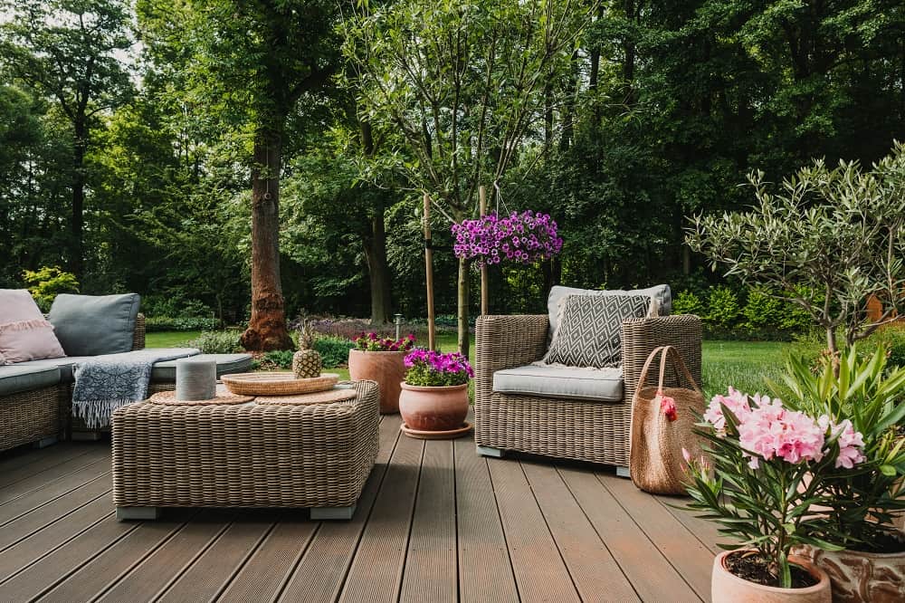 garden furniture in a patio suburban home
