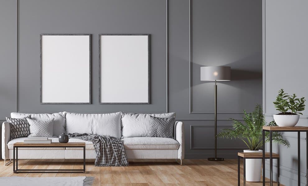 white color furniture goes with gray walls