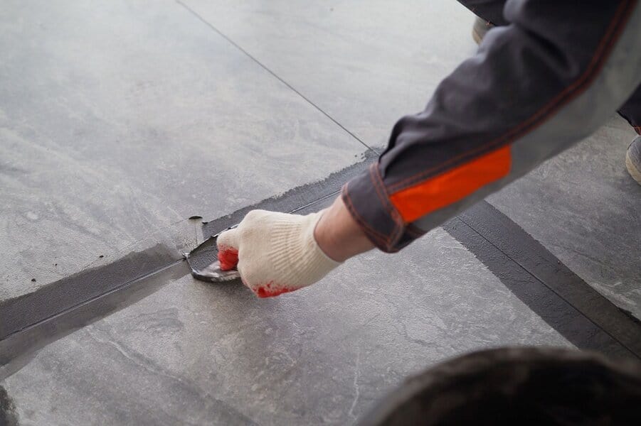 Black Grout and Gray Tile