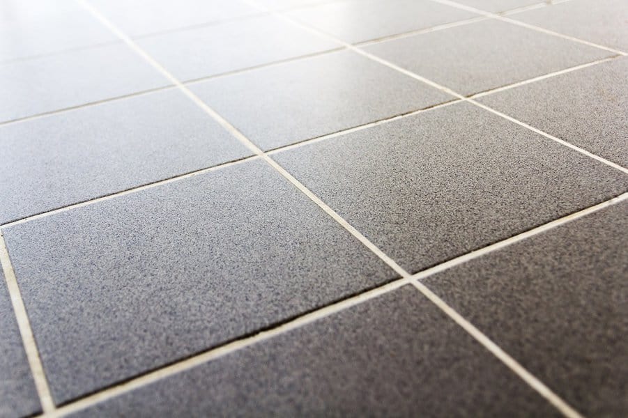 White Grout and Gray Tile