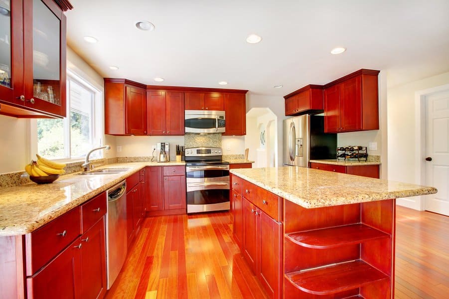red color paint goes with brown granite