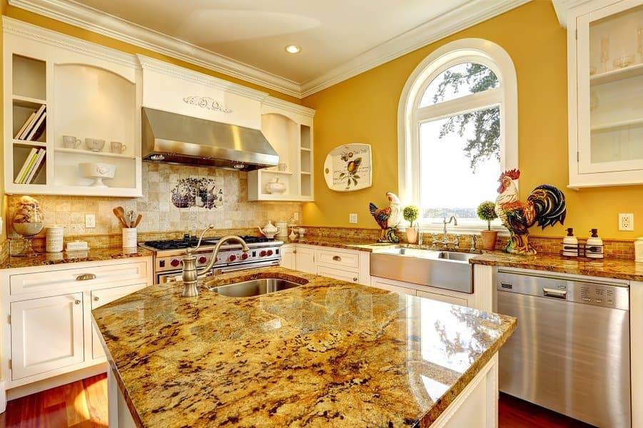 yellow color paint goes with brown granite