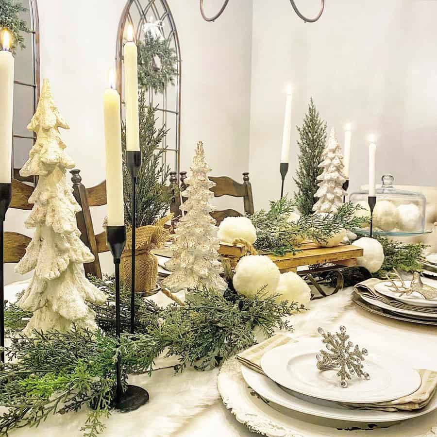 frosted pine dining table centerpiece 