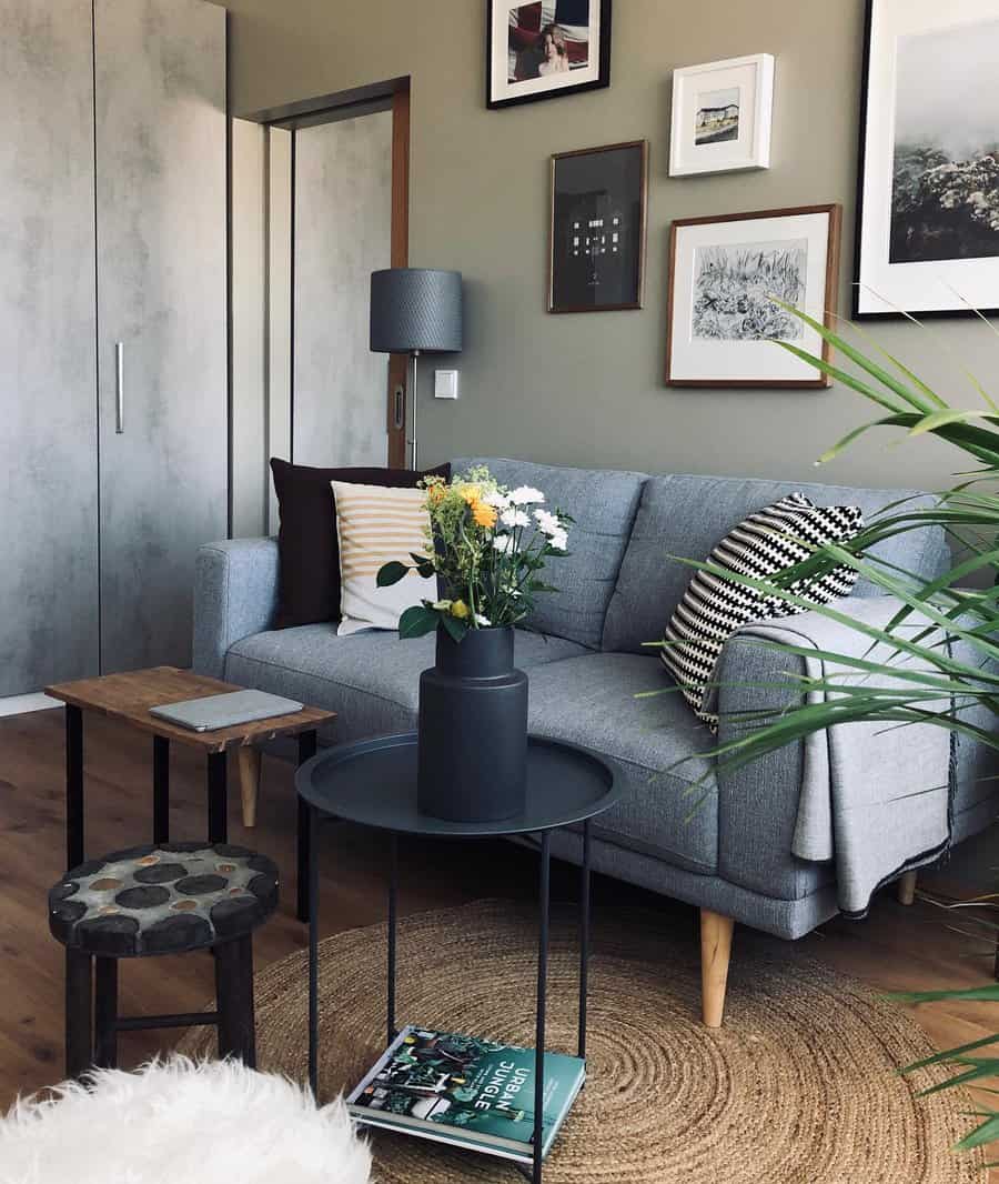 Apartment living room with gray tones