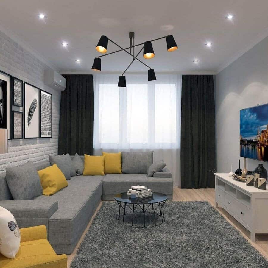 Apartment living room with gray tones