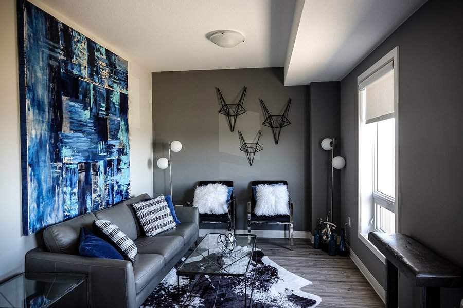 Apartment living room with gray tones