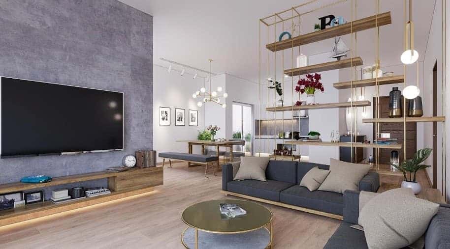 Open concept apartment interior