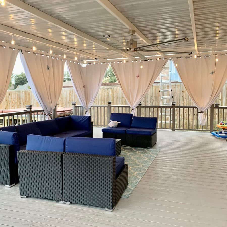 Covered deck with ceiling fan