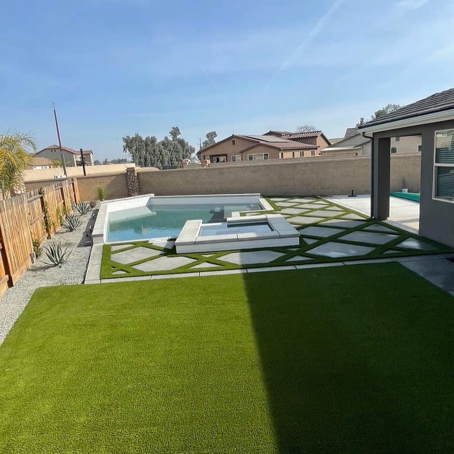 Pool with artificial grass and concrete