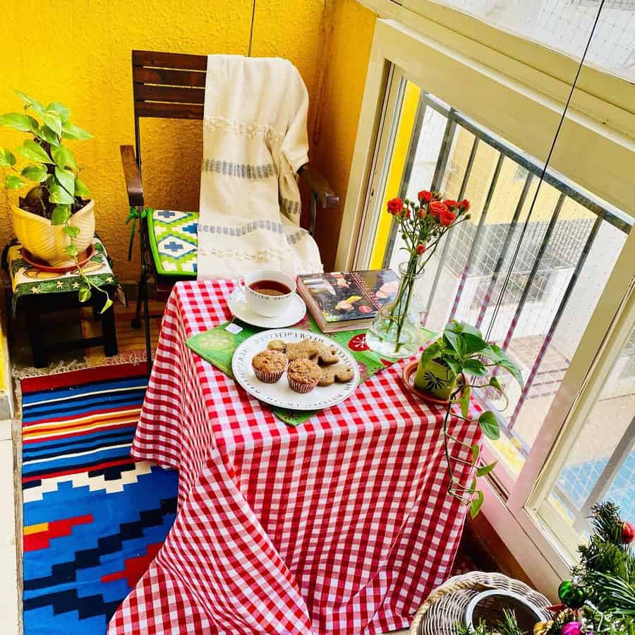 Apartment patio with coffee table