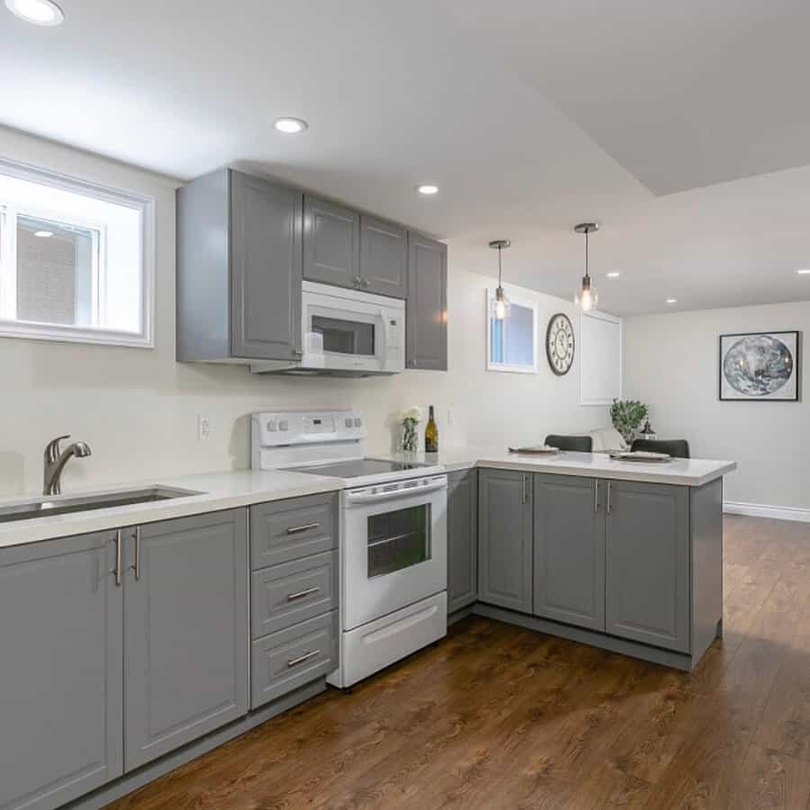 monochrome apartment kitchen