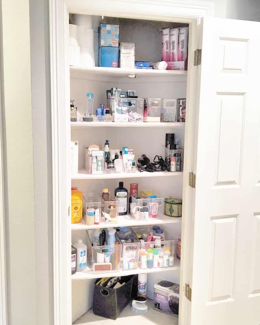 Bathroom closet shelves